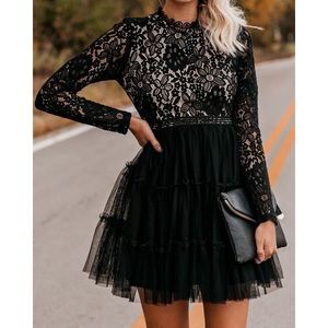 NWT Vici Black Lace and Tulle Dress